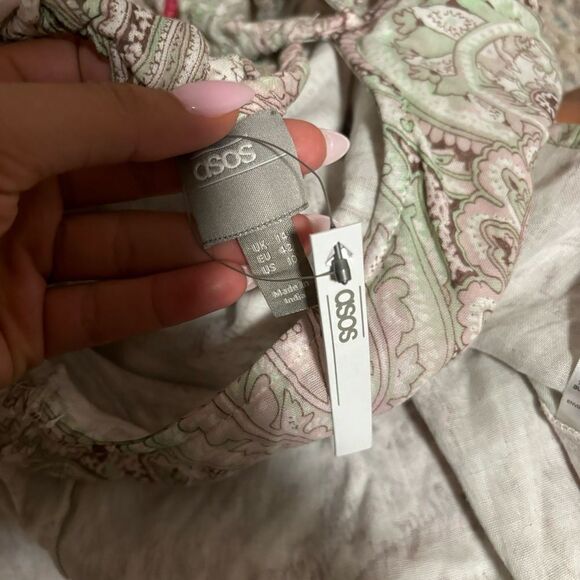 NWT ASOS Paisley Plunge Green Beach Cut Out Bikini Mini Dress- Size 10 - Picture 4 of 7